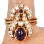 Estate Amethyst 2.90cts Diamond 18K Gold Floral Cocktail Ring|Dover Jewelry|