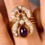 Estate Amethyst 2.90cts Diamond 18K Gold Floral Cocktail Ring|Dover Jewelry|