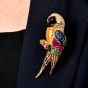 Estate Pave Diamond 16.10cts Multigem 18K Gold Parrot Brooch pin |Dover Jewelry|