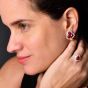 Estate Diamond 18.86cts Ruby 18K Gold Cabochon Floral Statement Earrings|Dover Jewelry|