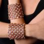 Estate Designer Paolo Costagli Sapphire Diamond 18K Pink Gold Wide Cuff Bracelet |Dover Jewelry|