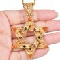 Estate Multi Gemstone 18K Gold Large Star Of David Pendant|Dover Jewelry|