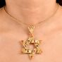 Estate Multi Gemstone 18K Gold Large Star Of David Pendant|Dover Jewelry|
