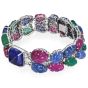 Tutti Frutti 18K Gold 105cts Carved Gemstone Sugarloaf Bracelet