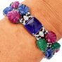 Tutti Frutti 18K Gold 105cts Carved Gemstone Sugarloaf Bracelet