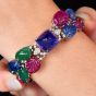 Tutti Frutti 18K Gold 105cts Carved Gemstone Sugarloaf Bracelet