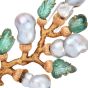 Vintage Buccellati Pearl Emerald 18K Gold Twig Branch Brooch|Dover Jewelry|
