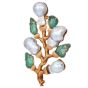 Vintage Buccellati Pearl Emerald 18K Gold Twig Branch Brooch|Dover Jewelry|