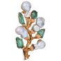 Vintage Buccellati Pearl Emerald 18K Gold Twig Branch Brooch|Dover Jewelry|