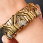 Italian Diamond 18K Gold Statement Wide Tubogas Bracelett||Dover Jewelry|