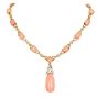 Estate La Triomphe Coral Diamond 18K Gold Tear Drop Collar Necklace|Dover Jewelry|