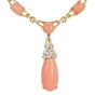 Estate La Triomphe Coral Diamond 18K Gold Tear Drop Collar Necklace|Dover Jewelry|