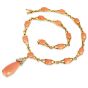 Estate La Triomphe Coral Diamond 18K Gold Tear Drop Collar Necklace|Dover Jewelry|