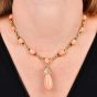 Estate La Triomphe Coral Diamond 18K Gold Tear Drop Collar Necklace|Dover Jewelry|