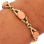  Estate La Triomphe Coral 18K Gold Cabochon Link Bracelet|Dover Jewelry|