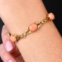 Estate La Triomphe Coral 18K Gold Cabochon Link Bracelet|Dover Jewelry|