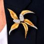 Vintage 6.46cttw Diamond 18K Gold Corn Stalk Flair Brooch|Dover Jewelry|