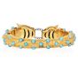 Vintage Turquoise Emerald Diamond 14K Gold Panther Head Bangle |Dover Jewelry|