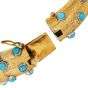  Vintage Turquoise Emerald Diamond 14K Gold Panther Head Bangle Bracelet
