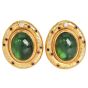 1970S Peridot 18K Gold Cabochon Textured Statement Earrings|Dover Jewelry|