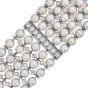 Estate 3.00cts Diamond Pearl 18K Gold Multi Row Bar Link Wrap Bracelet|Dover Jewelry|