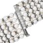 Estate 3.00cts Diamond Pearl 18K Gold Multi Row Bar Link Wrap Bracelet|Dover Jewelry|