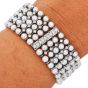 Estate 3.00cts Diamond Pearl 18K Gold Multi Row Bar Link Wrap Bracelet|Dover Jewelry|