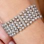 Estate 3.00cts Diamond Pearl 18K Gold Multi Row Bar Link Wrap Bracelet|Dover Jewelry|