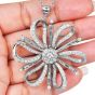 Estate 4.32 Cts Diamond 14K White Gold Flower Brooch Pendant |Dover Jewelry|
