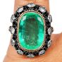 Vintage Buccellati Colombian Emerald 8.30cts Diamond 18K Gold Cocktail Ring|Dover Jewelry|