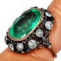 Vintage Buccellati Colombian Emerald 8.30cts Diamond 18K Gold Cocktail Ring|Dover Jewelry|