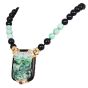 Vintage Jadeite Onyx 18K Gold Beaded Large Brooch Pendant Necklace|Dover Jewelry|