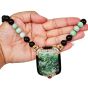 Vintage Jadeite Onyx 18K Gold Beaded Large Brooch Pendant Necklace|Dover Jewelry|