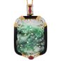 Vintage Jadeite Onyx 18K Gold Beaded Large Brooch Pendant Necklace|Dover Jewelry|