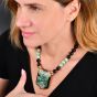 Vintage Jadeite Onyx 18K Gold Beaded Large Brooch Pendant Necklace|Dover Jewelry|