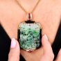 Vintage Jadeite Onyx 18K Gold Beaded Large Brooch Pendant Necklace|Dover Jewelry|