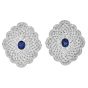 Estate Diamond 6.50cts Sapphire 18K Gold Large Floral Cocktail Earrings