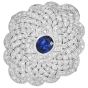 Estate Diamond 6.50cts Sapphire 18K Gold Large Floral Cocktail Earrings