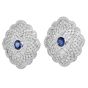 Estate Diamond 6.50cts Sapphire 18K Gold Large Floral Cocktail Earrings