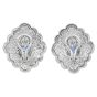 Estate Diamond 6.50cts Sapphire 18K Gold Large Floral Cocktail Earrings