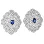 Estate Diamond 6.50cts Sapphire 18K Gold Large Floral Cocktail Earrings