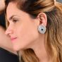 Estate Diamond 6.50cts Sapphire 18K Gold Large Floral Cocktail Earrings