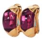 Estate BVLGARI Pink Tourmaline Cabochon 18K Gold Clip-On Earrings|Dover Jewelry|