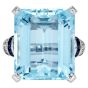 Estate 43.77cttw Aquamarine Sapphire Diamond 18K Gold Cocktail Ring l Dover Jewelry