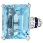 Estate 43.77cttw Aquamarine Sapphire Diamond 18K Gold Cocktail Ring l Dover Jewelry