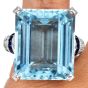 Estate 43.77cttw Aquamarine Sapphire Diamond 18K Gold Cocktail Ring l Dover Jewelry