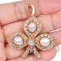 Vintage GIA Natural Saltwater Pearl Old Cut Diamond 18K Gold Brooch Pendant|Dover Jewelry|