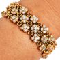 Vintage 16.50cttw Diamond 18K Gold Flower Motif Three Row Bracelet
