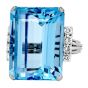 Vintage Ocean Blue Aquamarine 24.45 Diamond Platinum Cocktail Ring |Dover Jewelry|
