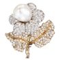 Buccellati Vintage GIA Natural Pearl Diamond 18K Gold Flower Brooch Pin|Dover Jewelry|